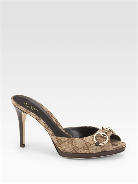 gucci horsebit open toe heels shoes stiletto mule|Gucci supreme horsebit slippers.